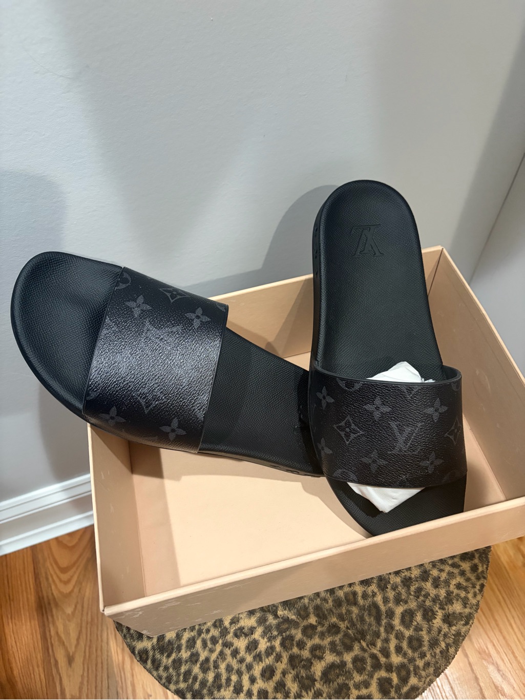 Louis Vuitton Black Monogram Slide Sandals